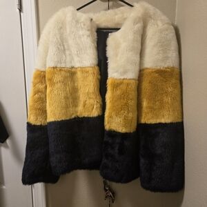 Colorblock Soprano Faux Fur Coat
